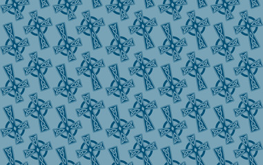 Print Cross viking texture. Template sample pattern. Repeated seamless Blue color.