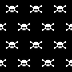 texture skull bone repeated seamless pattern print white black pirate