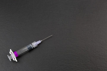 Syringe needle with influenza vaccine or medicine copy space