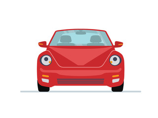 Red modern car isolated on white background. Front view. Vector illustration 
