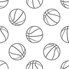 Basketball ball icon seamless pattern on white background. Sport symbol. Flat design. Vector Illustration