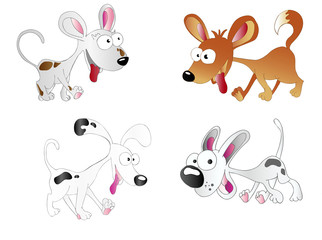 cute cartoon dogs with crazy faces vector isolated on white