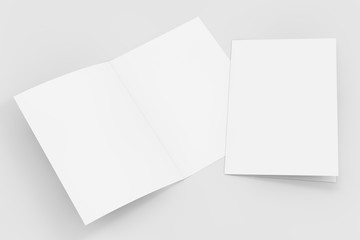 Blank Folded Flyer Brochure. 3d Rendering