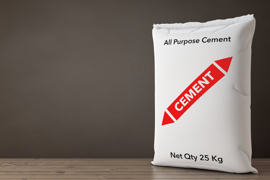 White Paper Sacks Cement Bag. 3d Rendering