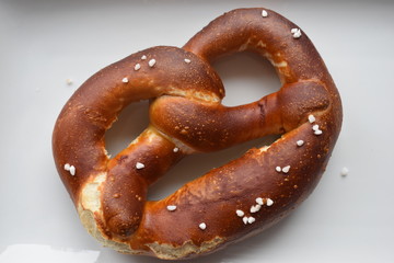 Closeup of a freshly baked pretzel