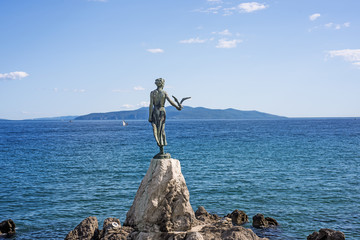 View from the Promenade of Opatija in Istria at sunny summer day.
