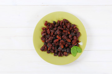 plate of sweet raisins