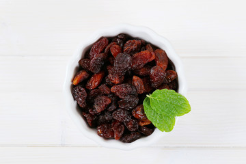 bowl of sweet raisins