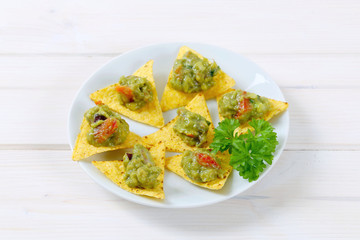 tortilla chips with guacamole