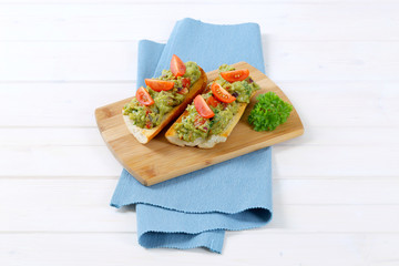 fresh baguettes with guacamole
