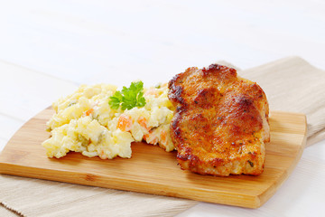 roasted chicken with potato salad