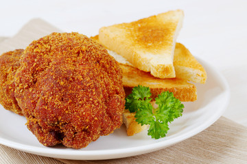 fried burgers with toasted bread