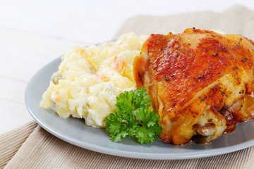roasted chicken with potato salad
