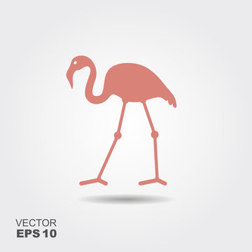 Flat design flamingo Icon.