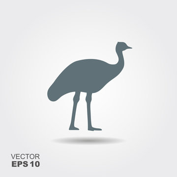 Ostrich icon. Flat vector silhouette