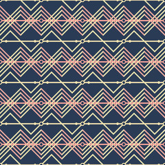 Seamless pattern with multiple zigzag in yellow, blue, pink colors