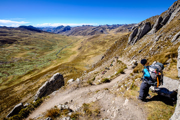 Fototapeta premium Cacanapunta, first pass of the Huayhuash trek in Peru