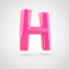 Pink letter H uppercase filled with soft light isolated on white background.