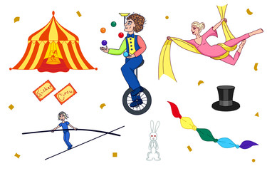 Set of Circus icon silhouette vector illustration