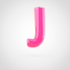Pink letter J uppercase filled with soft light isolated on white background.
