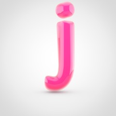 Pink letter J lowercase filled with soft light isolated on white background.