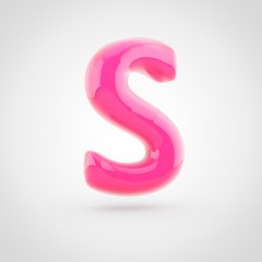 Pink letter S uppercase filled with soft light isolated on white background.