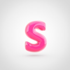 Pink letter S lowercase filled with soft light isolated on white background.