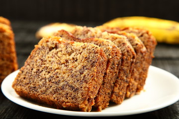 Healthy vegan food sweet -banana cake slices 