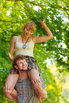 Travel couple having fun outdoor