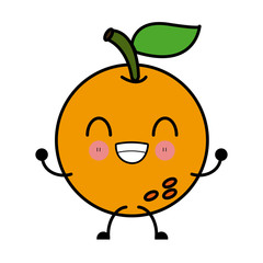 Delicious orange fruit cute kawaii cartoon icon vector illustration