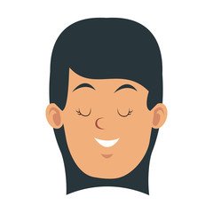 Woman smiling with eyes closed icon vector illustration graphic design