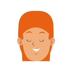 Woman smiling with eyes closed icon vector illustration graphic design