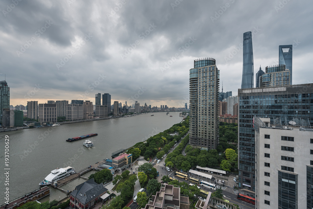 Wall mural panorama view of Shanghai cityscape