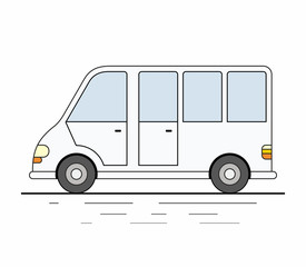 White Delivery Van on white background