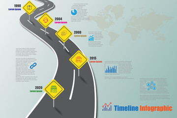 Business road signs map timeline infographic designed for abstract background template milestone element modern diagram process technology digital marketing data presentation chart Vector illustration