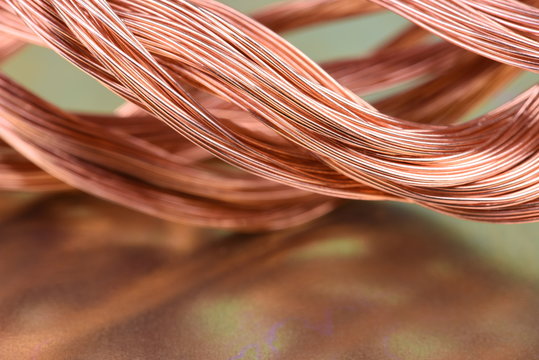 Closeup of copper wire, concept of market of raw materials
