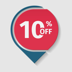 10 percent off, vector badge.