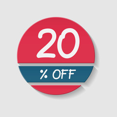 20 percent off, vector badge.