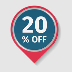 20 percent off, vector badge.