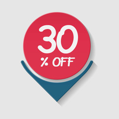 30 percent off, vector badge.
