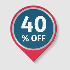 40 percent off, vector badge.