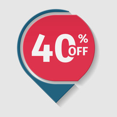 40 percent off, vector badge.