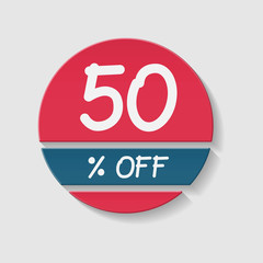 50 percent off, vector badge.