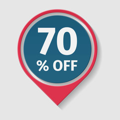 70, percent off, vector badge.