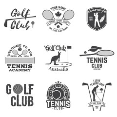 Set of Golf club, Tennis club concept. Vector illustration.