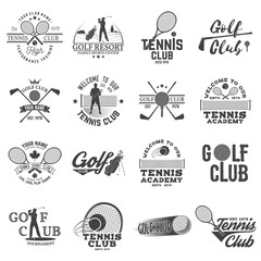 Set of Golf club, Tennis club concept
