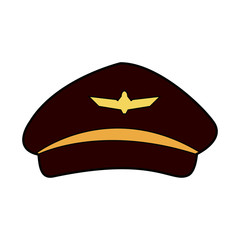 airline pilots hat aviator cap with gold insignia vector illustration © Jemastock