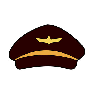 airline pilots hat aviator cap with gold insignia vector illustration
