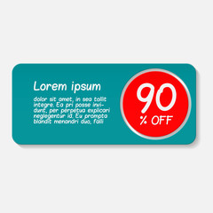 90 percent off, vector badge.