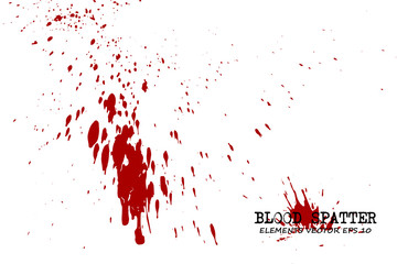 Blood splatter elements on white background . Criminal concept . Vector